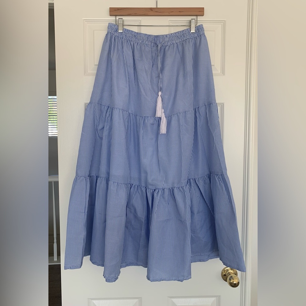 Blue Striped Maxi Skirt